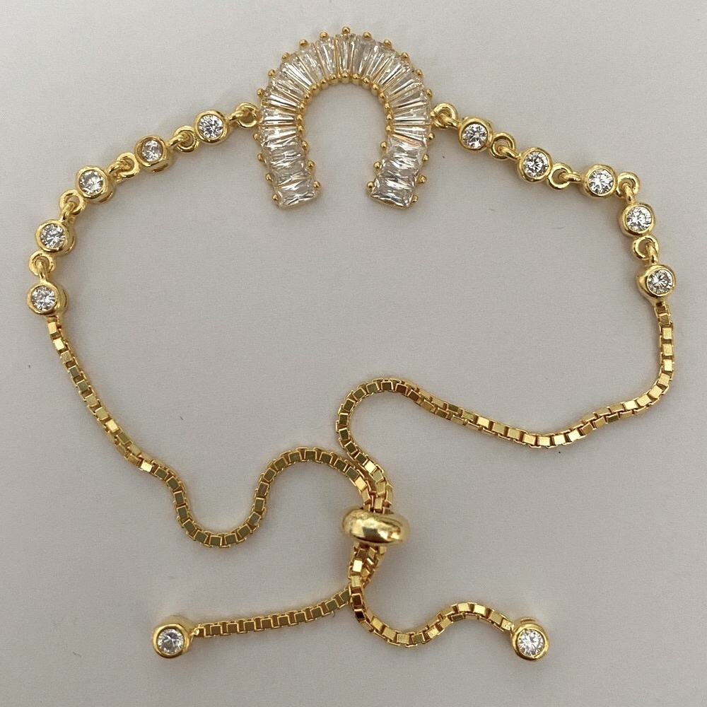 🐎 925 Silver bracelet horse shoe crescent slider
